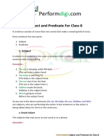 Subject and Predicate For Class 8 Merged