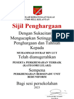 Sijil Penghargaan Peserta Terbaik Perkhemahan