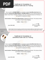 LibreOffice Suite Calc 6.3 Participant Certificate