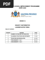 Term 1 Mathematics (Session 1 - 5) 2024 Learner Final Grade 10