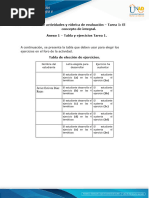 Anexo 1 - Tabla y Ejercicios Tarea 1