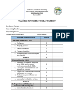 Teaching Demo Rating Sheet