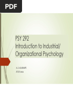 PSY 292 Intro To IO Psychology