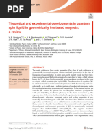 Theoretical and Experimental Developments in Quantum Spin Liquid in Geometrically Frustrated Magnets: A Review