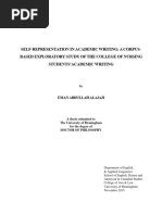 Self-Representation in Academic Writing: A Corpus-Based Exploratory Study of The College of Nursing Students'Academic Writing