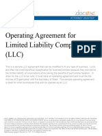 Operating Agreement For LLC