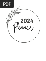 Black and White Simple Personal 2024 Year Calendar Planner