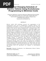 Optimal Charging Schedule of Electric Vehicle Using Evolutionary Programming To Minimise Costs