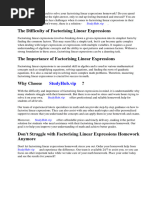 Factorising Linear Expressions Homework