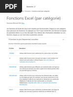 Fonctions Excel (Par Catégorie) - Support Microsoft