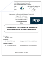 Formulation D'une Lessive en Poudre Par Substitution Des Matiéres Polluantes Avec Des Matiéres Biodégradables