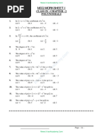 9th Math Polynomials MCQ