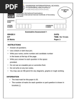 CAIE 2023-2024 Grade 8 Term 1 SA1 ICT Paper2 Set 1