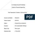 Manufacture of Sulfuric Acid From Pyrite (Report)