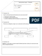 TESTE de Artes - 7º Ano 1º Bim