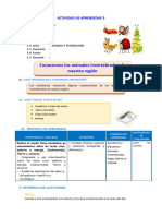 D2 A3 SESION CT. Conocemos Los Animales Invertebrados de Nuestra Región