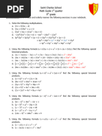 Math Guide 1st Quarter, 9th Grade Solutions