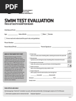 Swim Test Evaluation Form