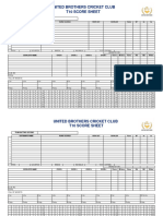 Cricket Twenty20 - Score Sheet 