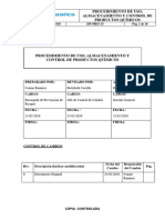 DP-PRO-25 Procedimiento de Uso Almacenamiento y Control de Productos Quimicos