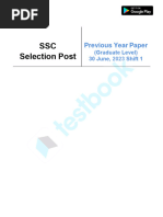 SSC Selection Post (Graduate Level) Official Paper (Held On 30 June, 2023 Shift 1)