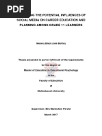 Exploring The Potential Influences of Social Media On Career Education and Planning Among Grade 11 Learners