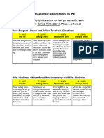 Self-Assessment Grading Rubric For PE