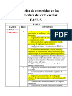 Dosificación de Contenidos SEGUNDO Y TERCER Trimestre Del Ciclo Escolar FASE 5