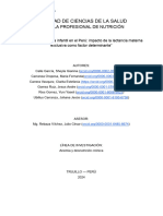 Desnutrición Crónica Infantil en El Perú, Impacto de La Lactancia Materna Exclusiva Como Factor Determinante