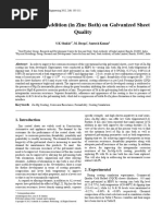 Effect of MG Addition (In Zinc Bath) On Galvanized Sheet Quality