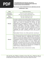 Malha Quadriculada Como Instrumento de Aprendizagem de Perímetro e Área