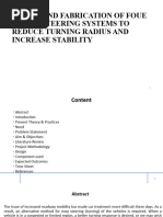 Design and Fabrication of Foue Wheel Steering Systems To Reduce Turning Radius and Increase Stability