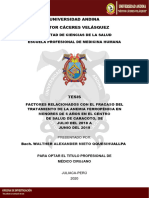 Factores Relacionados Con El Fracaso Del Tratamiento de La Anemia Ferropenica en Menores de 5 Años