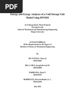 Energy and Exergy Analyses of A Cold Storage Unit Model Using DWSIM Final Draft