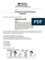 Avaliação Mensal de Lingua Portuguesa 4º Ano 3º Bim (1) (Recuperação Automática)