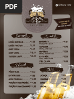 Cardápio Menu para Bar Cervejaria Drinks Chopperia