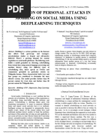 Detection of Personal Attacks in Mobbing On Social Media Using Deeplearning Techniques
