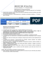 8º Ano - Cronograma Da Semana de Provas P1 - 2º Trimestre - 2023