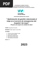 Optimización de Gestión Relacionada Al Triaje en El Servicio de Emergencias Del Hospital 2 de Mayo"