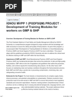 IGNOU MVPP 1 (PGDFSQM) PROJECT - Development of Training Modules For Workers On GMP & GHP