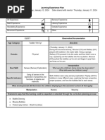 Placement 2 Movement Learning Experience Plan 1