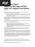 Discussion Paper Same Sex Marriage and The NSW ACT Baptist Association