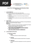 Lesson Plan in Interaction Among Living Things in Coral Reefs and Tropical Rainforest