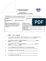 Evaluación #1 Ciencias Naturales