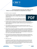 CBR - Recomendações Gerais de Prevenção de Infecção Pelo COVID 19 para Clínicas e Serviços Hospitalares de Diagnóstico Por Imagem