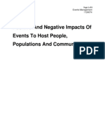 Positive and Negative Impacts of Events To Host People, Populations and Communities