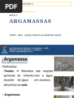 Aula 7 - Argamassas - Materiais de Construo II A