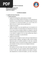 Universidad Mariano Gálvez de Guatemala Derecho Civil III Marlon Fernando Dubón Solís Clasificación Doctrinaria y Legal de Los Legados