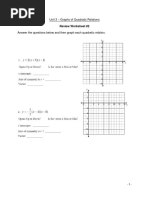 Unit 3 - Graphs of Quadratic Relations: Review Worksheet #2