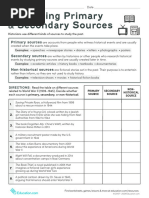 Identifying Primary and Secondary Sources